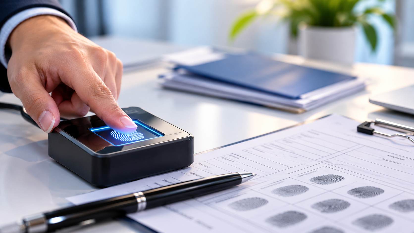 Person getting digital fingerprints taken at an RCMP-accredited provider in Ontario.